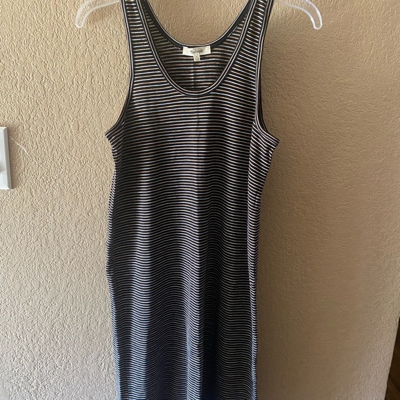 Madewell Striped Tank Midi Dress Black White Small - Picture 1 of 3